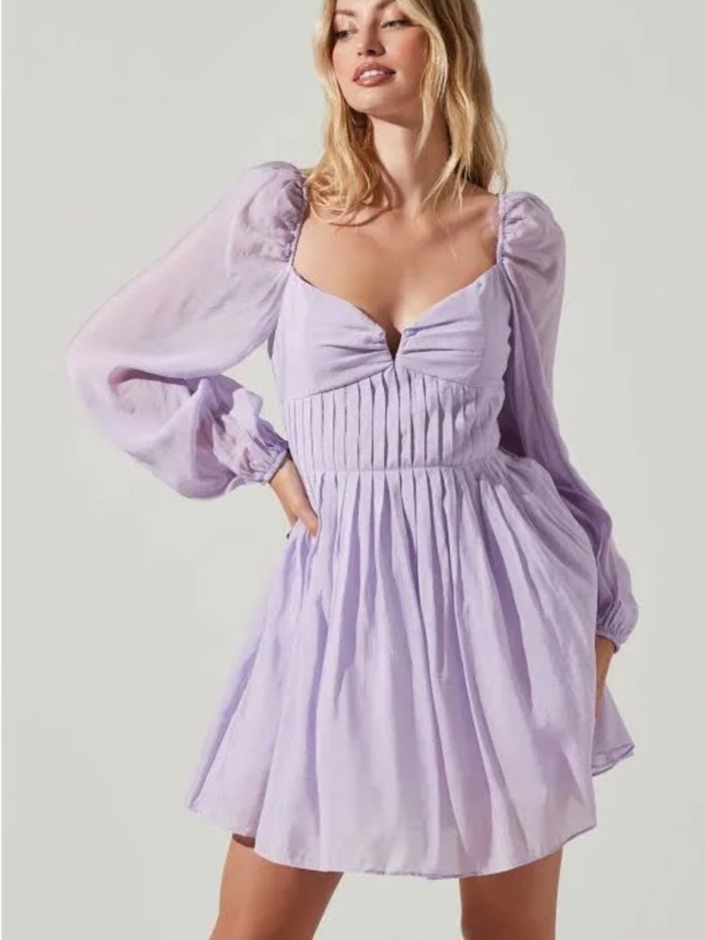 ASTR The Label Carina Lavender Mini Dress | Romantic Coquette Cottagecore Size L